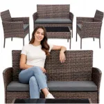 Aiam&ouml;&ouml;bli komplekt terrassile: diivan, tugitoolid, kohvilauake, tehnorattan