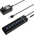 USB 3.0 aktiivne 7-pordiline jagaja toite- ja 5 Gb/s kiirusega