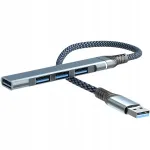 USB jagaja, 4 porti, kiire andmeedastus, nailonjuhe
