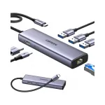 2-osaline UGREEN 6-&uuml;hes USB-C jaotur: 3x USB-A 3.0, HDMI, RJ45, USB-C PD s&uuml;learvutile