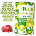TILLO koerakonservid metsloomalihaga kastmes, 24 x 1250 g
