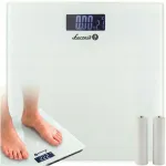 Vannitoa kaalud Łucznik klaasist, valged, 150 kg, patareidega
