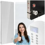 Elektriline seinak&uuml;te, 800 W, karastatud klaas, XL, valge, energias&auml;&auml;stlik