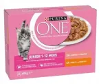 PURINA ONE JUNIOR koeratoit kanaga ja l&otilde;hega, 8 x 85 g, kastmes t&uuml;kid