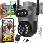 V&auml;ljas WiFi IP-kaamera, 8MP, 4K, p&ouml;&ouml;ratav, heliga, SD-kaardi tugi