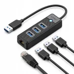 USB jaotur Orico PW3UR25-U3, 4 pesa: 3x USB-A 3.0, 1x RJ45 2.5G Ethernet, 0,5 m