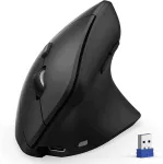 Juhtmevaba vertikaalne hiir TECKNET TK-MS066, Bluetooth, 2.4G, USB-C, 4800 DPI, must