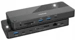 USB-C alus Unitek HDMI, DisplayPort, USB, RJ-45, SD, microSD, heli ja 100W PD-ga