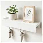 Seinakinnitus alumiiniumist riiuli ja 6 konksuga, 35 cm, minimalistlik