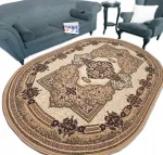 Ovaalne vaip 180x250 cm, pruun, liiva ja bordo toonides, erinevate mustritega, alfa Bcf OVAL