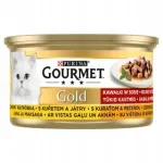 PURINA GOURMET GOLD m&auml;rg kassitoit kanaliha ja maksaga kastmes, 85 g
