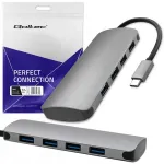 USB-C jagaja Qoltec, 5 porti: 4 x USB 3.0, toide s&uuml;learvutile