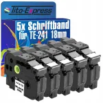 Etiketipaelad Brother P-Touch, 18 mm x 8 m, valged, 5 tk, Tze-241
