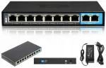 BCS B-SP0802 v&otilde;rgul&uuml;liti, 8 PoE porti, 2 Uplink 10/100 Mbps, BCS IP kaameratele