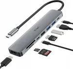 USB-C 8-in-1 hub HDMI, SD/microSD, USB 3.0 adapteritega, sobib MacBookile