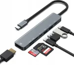 USB-C jagaja 7in1 HDMI 4K, PD, 2x USB, USB-C, SD ja TF kaardi lugejatega