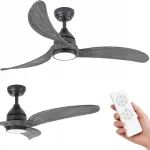 Laeventilaator SANTANA DC LED, halli puiduga, 132 cm