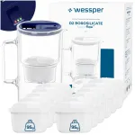 Klaasist kann filtriga Wessper D2 BOROSILICATE, 3 l, tumesinine, 12 filtriga