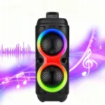 Juhtmevaba karaoke helis&uuml;steem mikrofonide ja RGB valgustusega