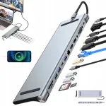USB-C 12in1 dokk VGA, SD ja 4K HDMI-ga, s&uuml;learvutile