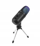 Lauamikrofon m&auml;ngimiseks USB ja RGB valgustusega, kardioidne, statiiviga