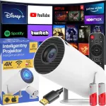 Kaasaskantav 4K nutikas WiFi Android projektor k&otilde;lariga ja BT 5.0-ga
