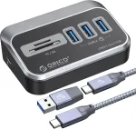 USB jagaja 3.2, Type-C, 3 USB pesa, SD/TF kaardilugeja, 5 Gbps