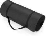 Joogamatt Amazon Basics, 2,5 cm, libisemiskindel, rihmaga, must