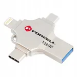 USB m&auml;lupulk 128GB FORCELL F-DATA, USB 3.2 Gen 1, USB-A, USB-C, Lightning, Micro USB