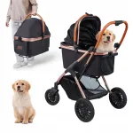Lemmikloomade k&auml;ru, must, eemaldatav, 4 p&ouml;&ouml;rlevat ratast piduritega, kuni 29,9 kg