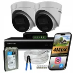 J&auml;lgimiskaamera komplekt Hikvision, 2 IP PoE, 4Mpx, topelt IR LED, 1TB