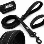 Koera rihm HUGGY DOGGY, must, tugev, 2 m, S suurus