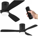 Lagi ventilaator LED lambiga, WOODEN labadega, vaikne, XL 133 cm, pult