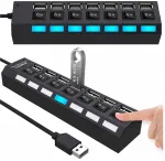 USB jagaja, 7 porti, valgustuse ja l&uuml;lititega