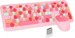 Traadita klaviatuur ja hiir Retro Pink QWERTZ