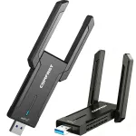 Juhtmevaba USB 3.0 Wi-Fi adapter, 5400 Mbps, tri-band (6/5/2.4 GHz), WPA3