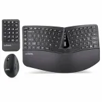 Juhtmevaba ergonoomiline klaviatuur ja vertikaalne hiir, 3-osaline komplekt, teras