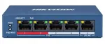 PoE l&uuml;liti Hikvision DS-3E0105P-E/M(B), 4 PoE porti, 10/100 Mb/s, m&otilde;eldud PoE kaameratele