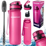 AQUAPHOR CITY 0,5 l roosa veefiltri pudel silikoonhambaharjaga
