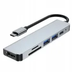 USB jaotur 6 pesaga: 2x USB, HDMI, SD, Type-C