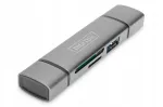 DIGITUS 3-port USB-C/USB 3.0 SD Micro SD kaartide lugeja, hall