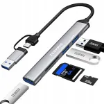USB-C jagaja ZSKRIS, 5 pistikut: 1x USB 3.0, 2x USB 2.0, TF/SD kaardilugeja, eriti &otilde;huke