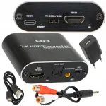 HDMI kuni HDMI heli ekstraktor ARC adapter TOSLINK CINCH AUX HDCP konverter