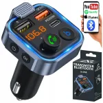 Auto Bluetooth FM saatja USB-C ja QC, MP3 m&auml;ngija, 3.0A + 1.0A USB laadijaga