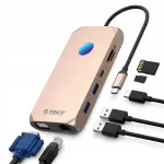 Orico USB-C dokijaam 12-in-1 HDMI 4K, VGA, RJ45, MicroSD, AUX, PD 100W