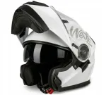Mootorratturi kiiver WESTT Torque X Jaw, valge, suurus L, topelttulega