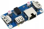 V&otilde;rgu- ja USB-hub Waveshare Raspberry Pi, 1 x RJ45, 3 x USB 2.0