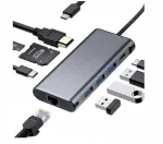 USB-C 9-in-1 adapter HDMI, MicroSD ja TF pesadega