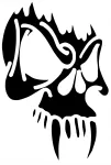 Taustata kleebis SKULL, sarvedega, 21 x 14,3 cm, autole, mootorrattale v&otilde;i kiivrile