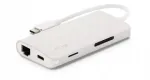 USB-C 3.0 jagaja Lmp 14368, 8 pesaga, HDMI, SD, h&otilde;bedane/valge